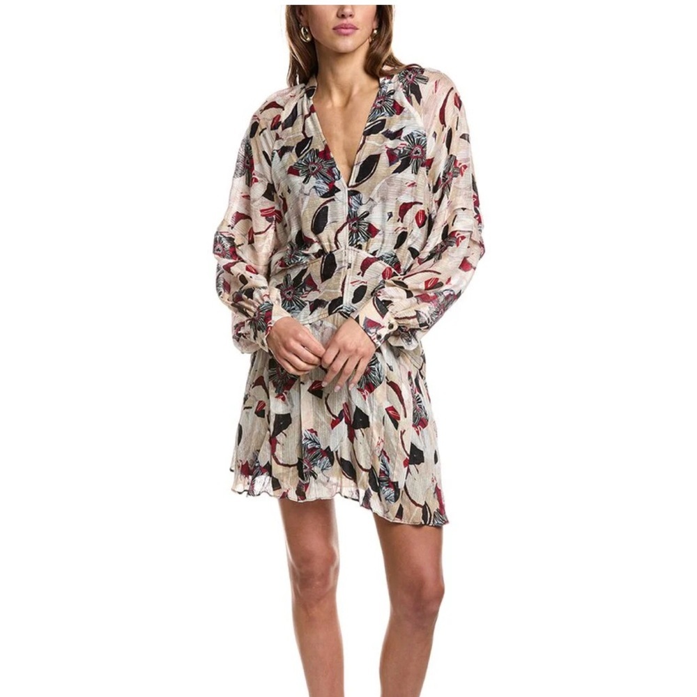 Iro Multicolor Darsa Silk Blend Long Sleeve Mini Dress